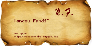 Mancsu Fabó névjegykártya
